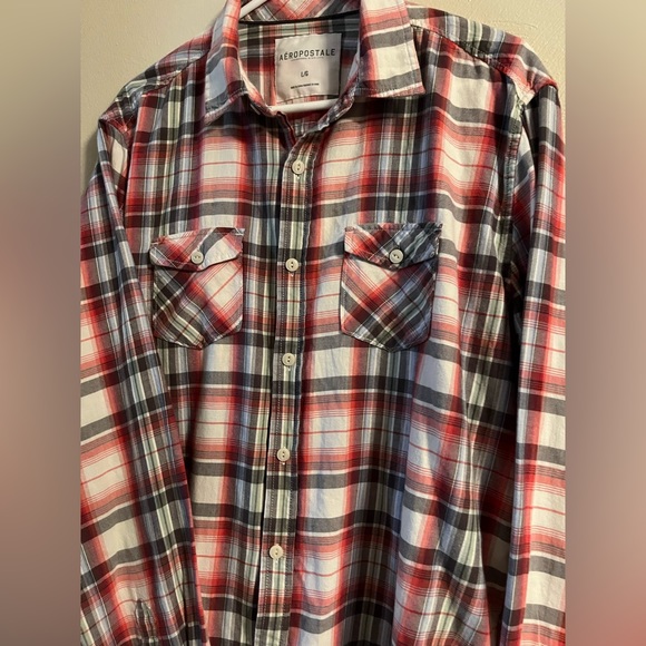 Aeropostale men’s large button up plaid flannel long sleeve shirt, nice! - Picture 3 of 6